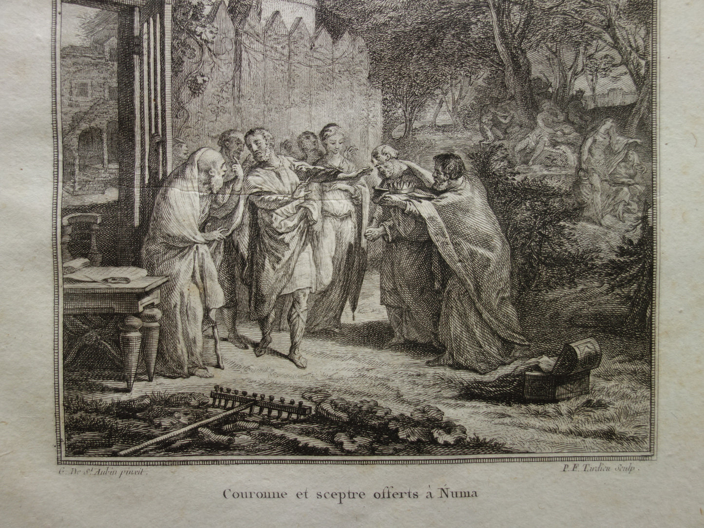 Geschiedenis van Rome oude prent uit 1798 Originele antieke illustratie koning Numa Pompilius vintage print Romeinse Rijk