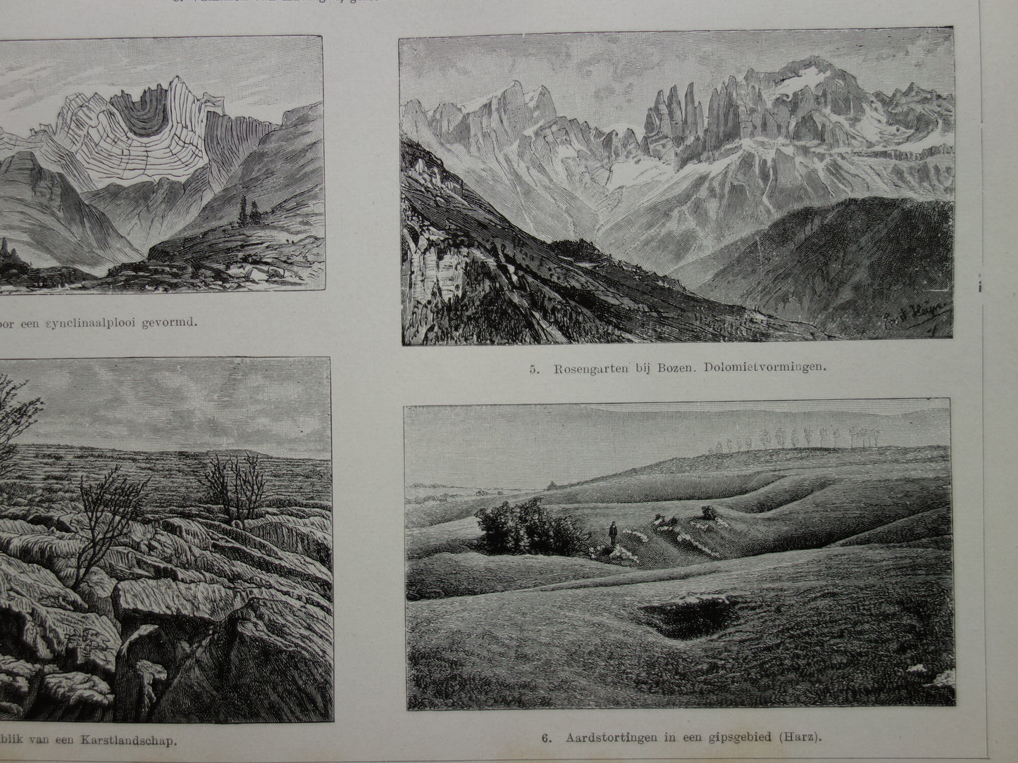 BERGEN Oude prent uit 1928 over Gebergten Originele vintage Nederlandse geologie illustratie