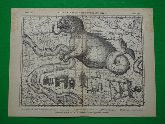 Alter Astrologiedruck des Sternzeichens Skorpion und Schütze Antiker Sternkartenastronomie-Konstellationsweinlesedruck