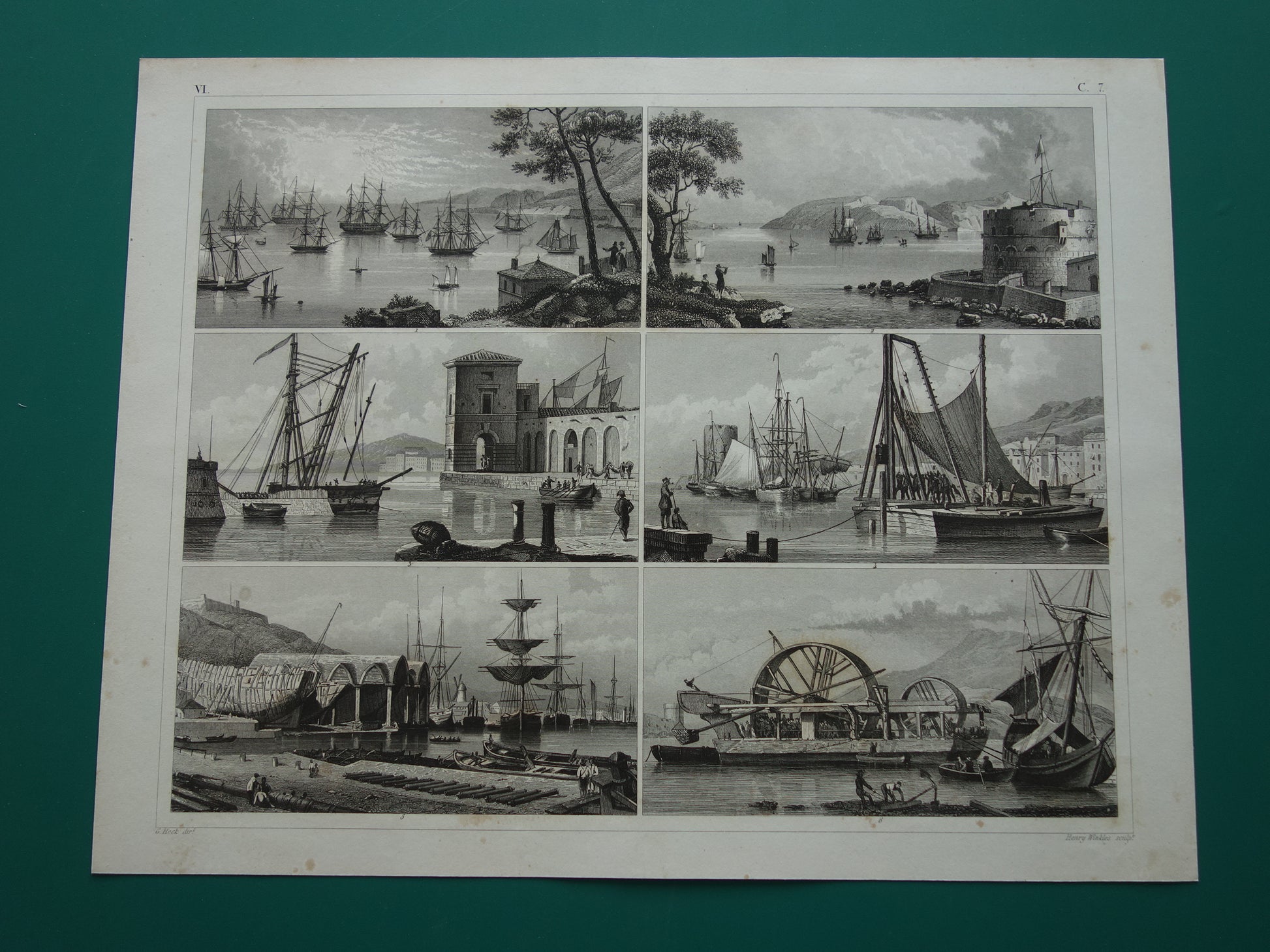 175+ jaar oude scheepsprent antieke maritieme illustratie baggerschip mastkraan schip schepen vintage prints