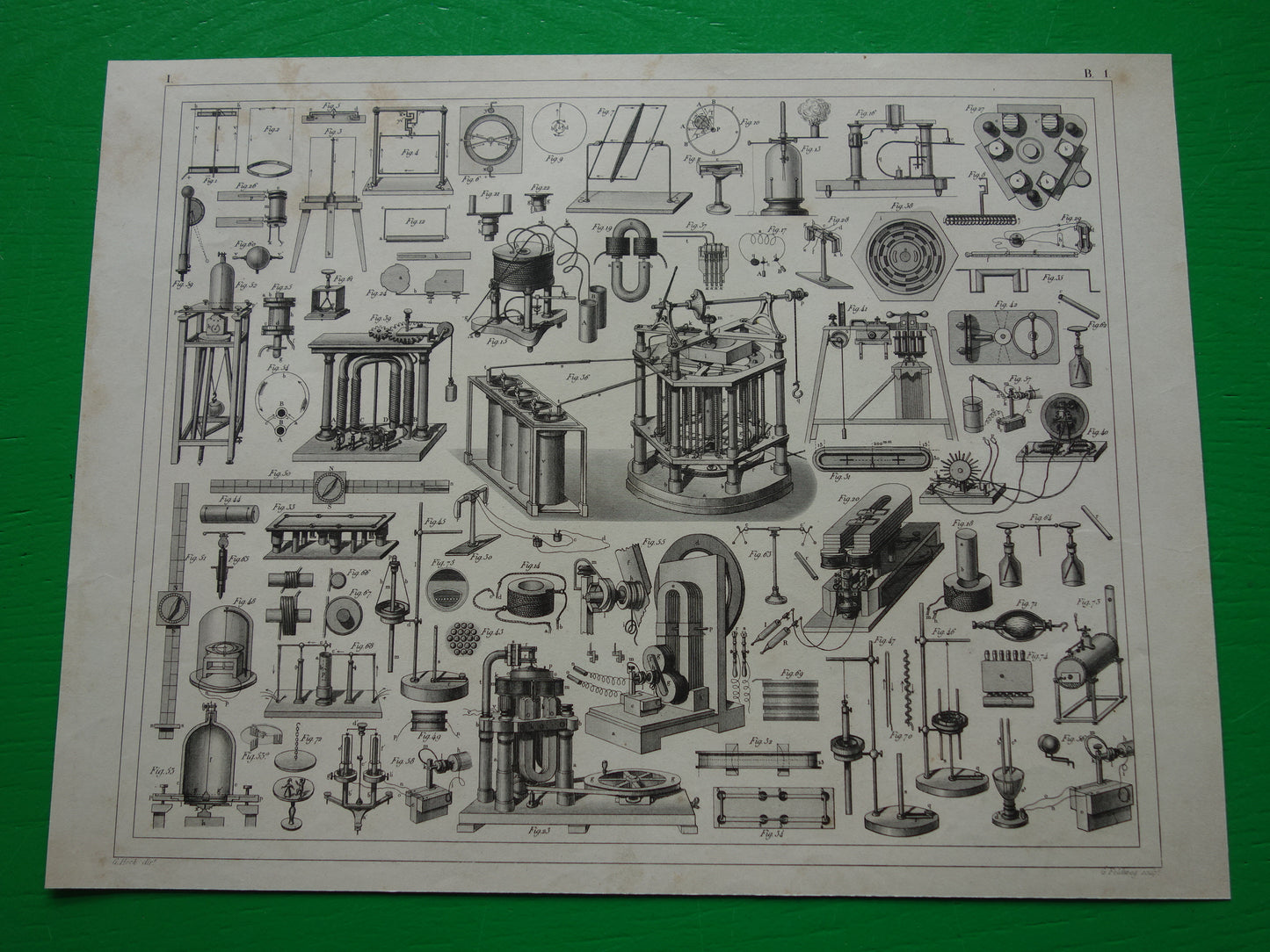 Magnetisme en Electriciteit oude prent van wetenschappelijke experimenten magneten antieke wetenschap print over natuurkunde lab laboratorium vintage prints