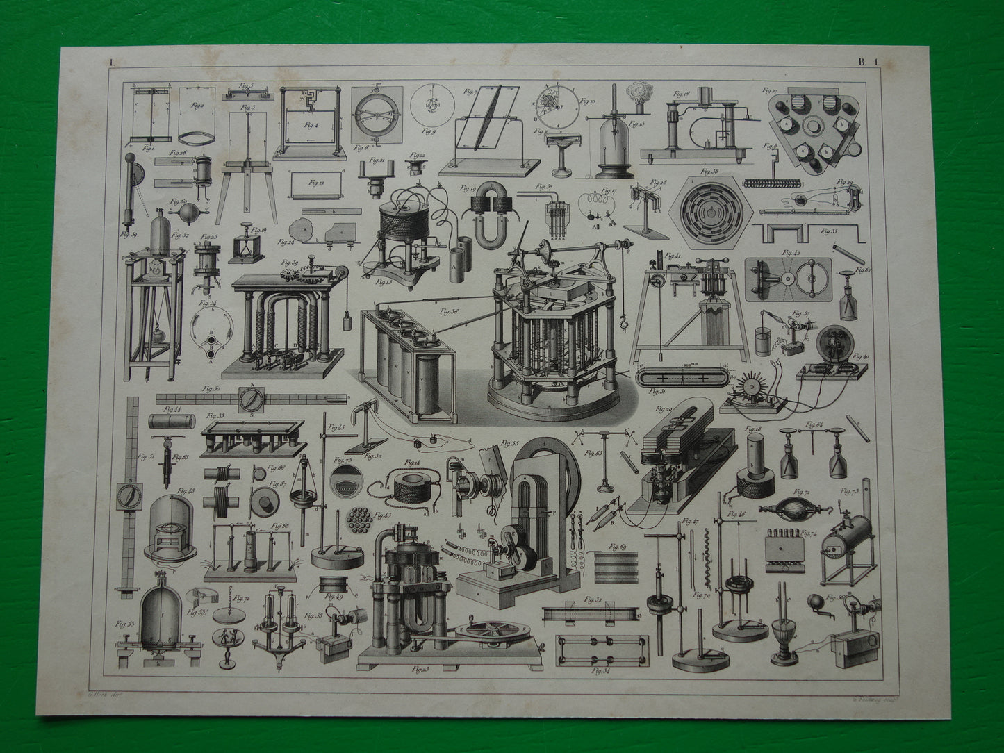 Magnetisme en Electriciteit oude prent van wetenschappelijke experimenten magneten antieke wetenschap print over natuurkunde lab laboratorium vintage prints