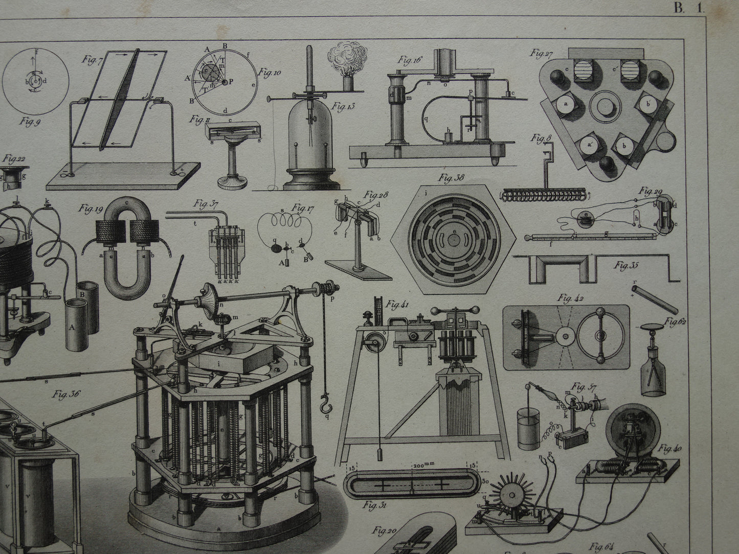 Magnetisme en Electriciteit oude prent van wetenschappelijke experimenten magneten antieke wetenschap print over natuurkunde lab laboratorium vintage prints