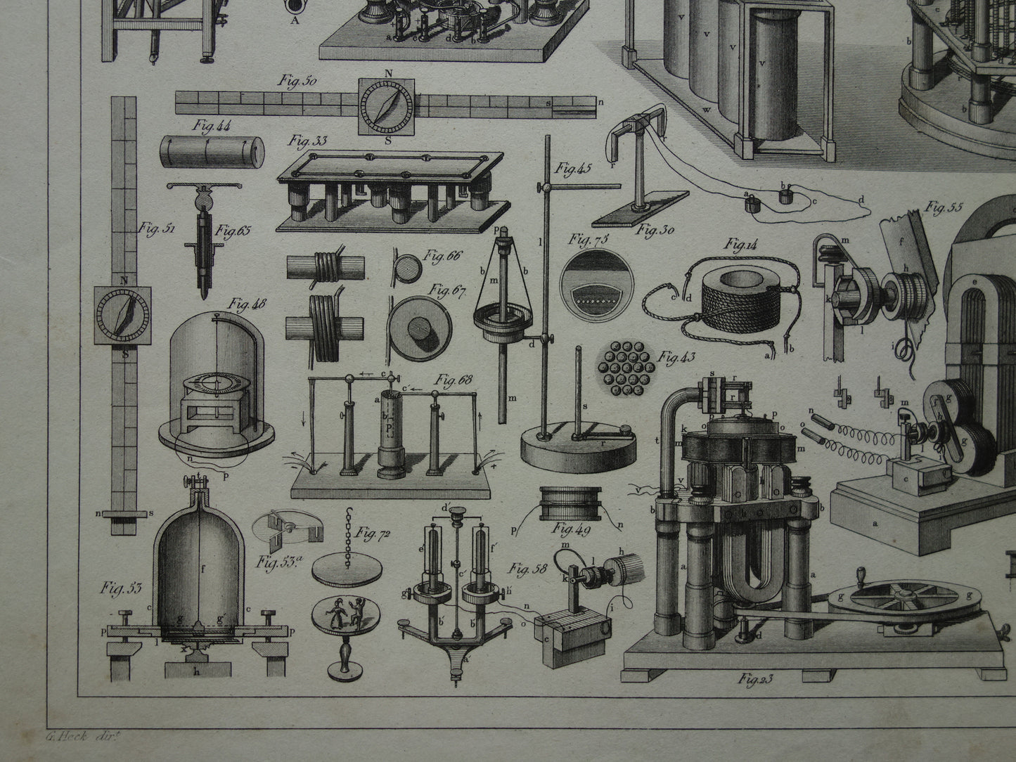 Magnetisme en Electriciteit oude prent van wetenschappelijke experimenten magneten antieke wetenschap print over natuurkunde lab laboratorium vintage prints