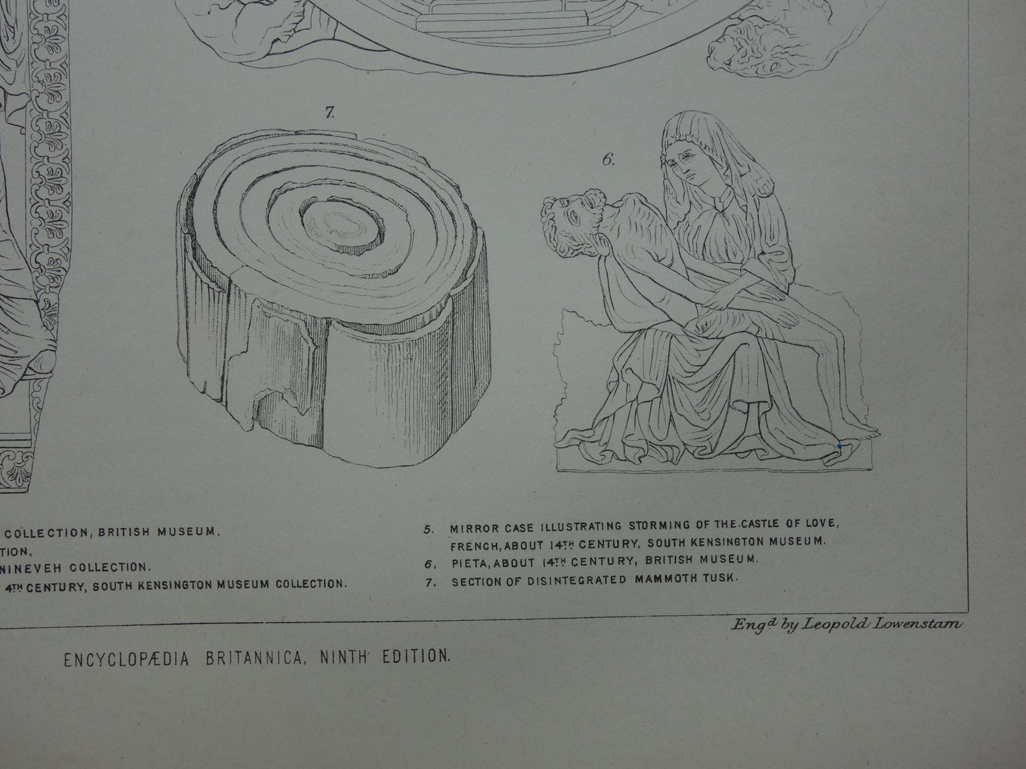 Old print about ivory carving ivory 1880 original antique history illustration Nineveh