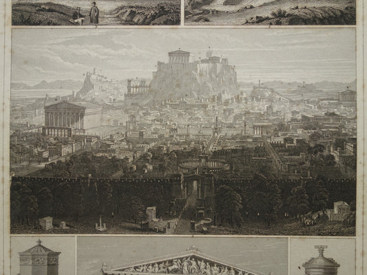 de akropolis in Athene oude illustratie