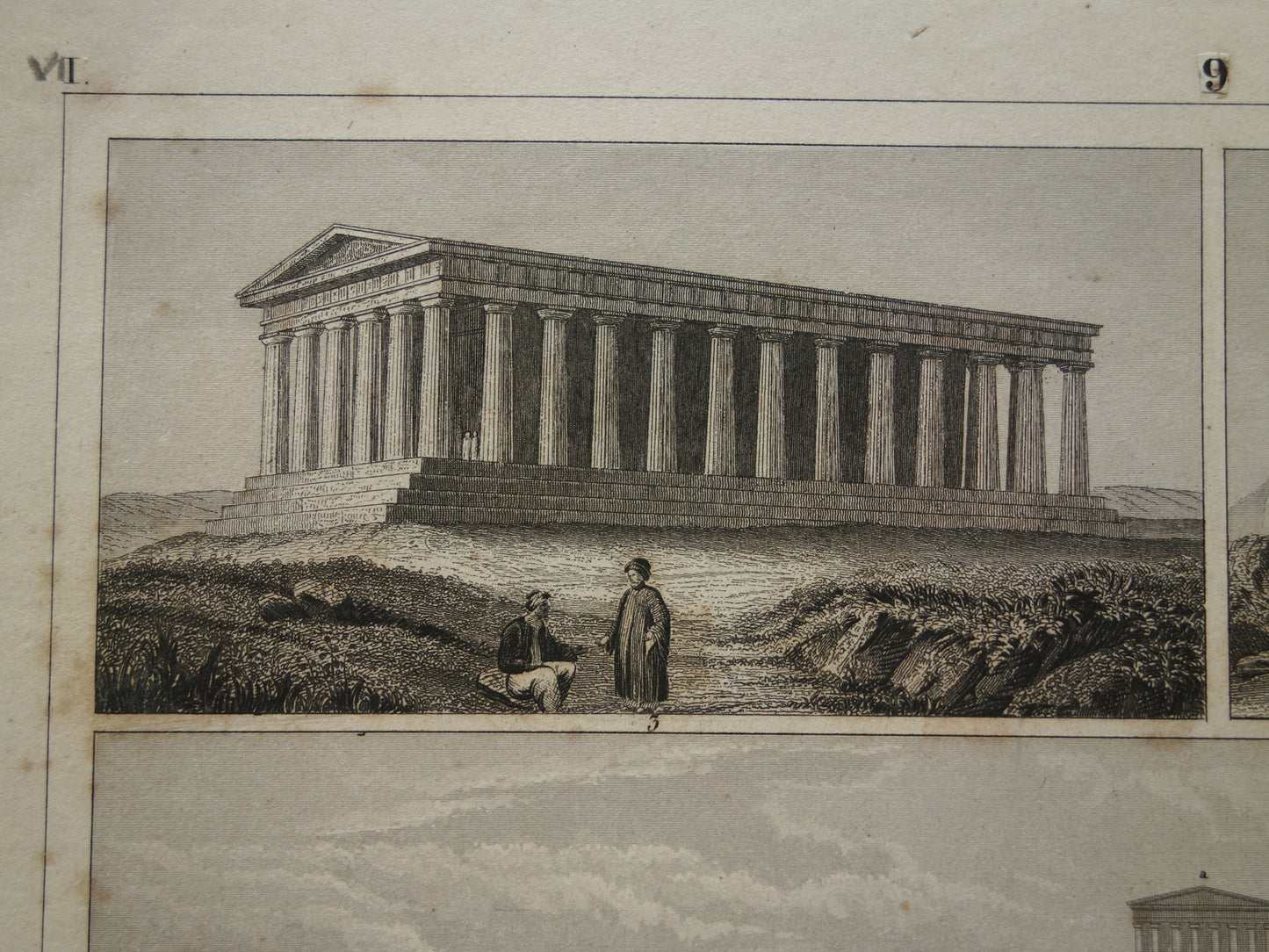 Griekse Tempels oude prent 1849 antieke illustratie architectuur Griekenland uit de oudheid vintage prints Akropolis van Athene