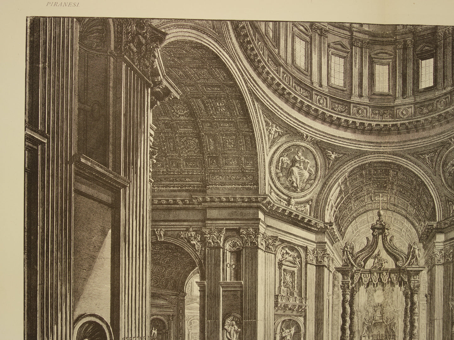 Oude prent van Sint Pieter Rome uit 1886 antieke facsimile Piranesi uit Vedute di Roma vintage print poster