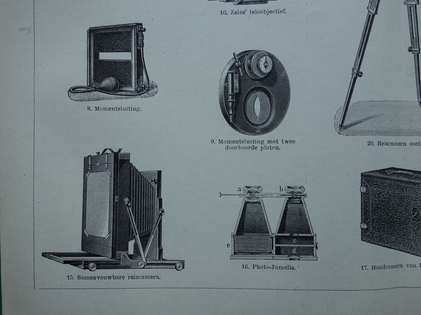 CAMERA'S oude technologie prent uit 1921 over fotocamera's Originele antieke Nederlandse illustratie print camera Zeiss Kodak Ernemann