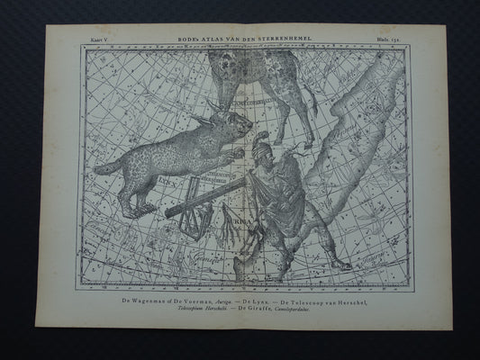 Antieke ASTRONOMIE print set van drie 3 oude sterrenkaart prints - Vintage Pegasus Auriga Boötes astrologie sterrenbeeld prints noordelijke hemel