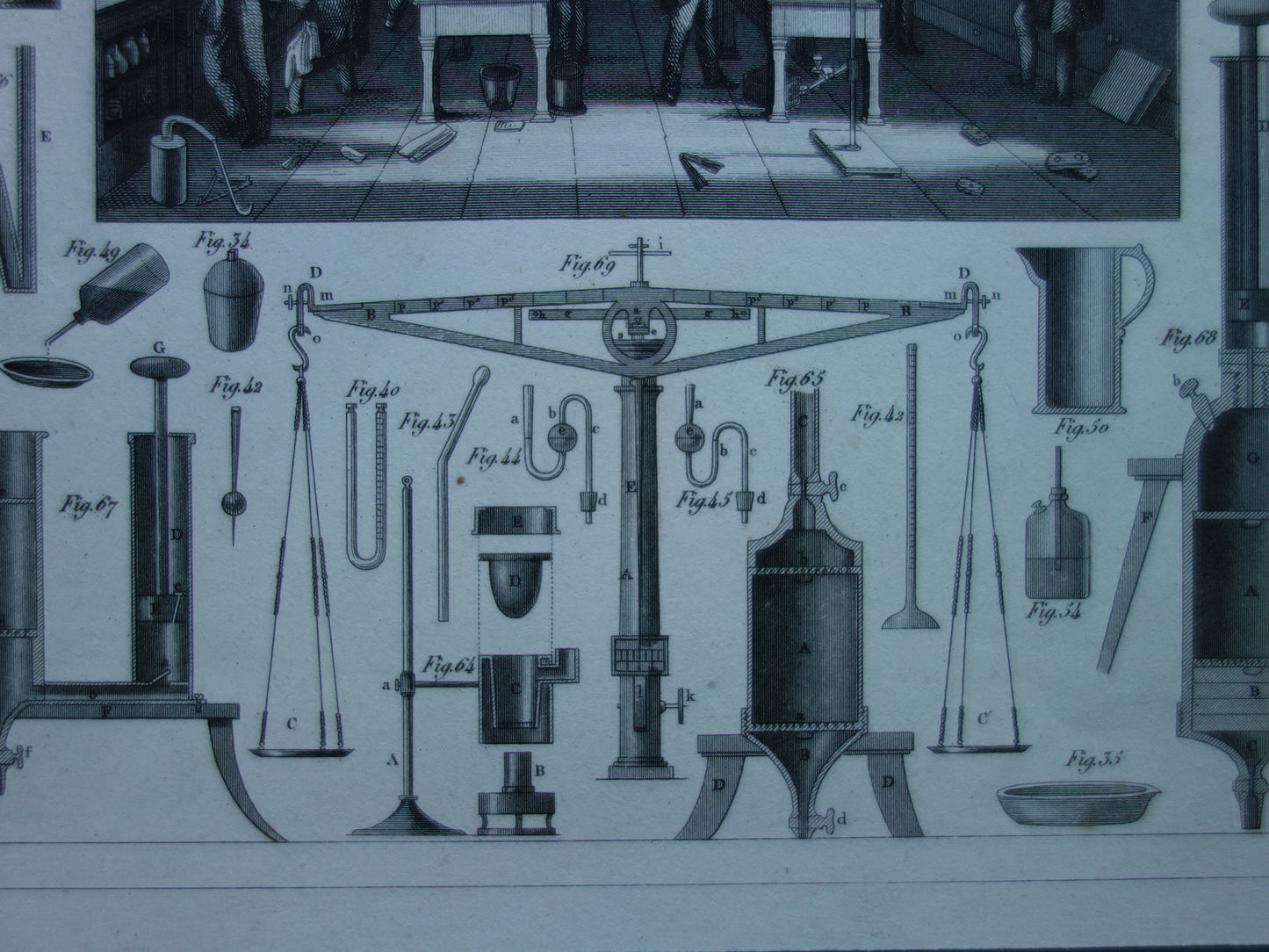 Antique print of glassware for scientific experiments test tubes old science print about chemistry lab laboratory prints