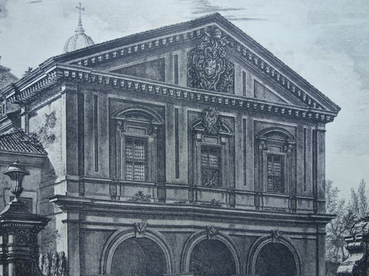 Oude prent van Basiliek van Sint-Sebastiaan buiten de Muren Rome uit 1886 antieke facsimile Piranesi vintage print poster Veduta della Basilica di S. Sebestiano fuori delle  mura