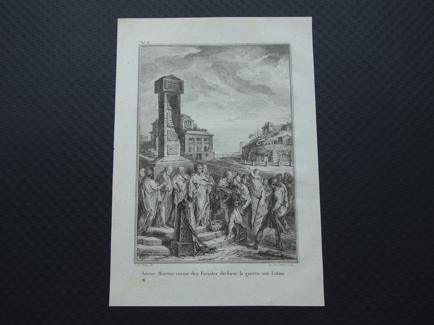 Ancus Marcius Geschiedenis van Rome Antieke prent Originele 200+ jaar oude illustratie Romeinse mythologie