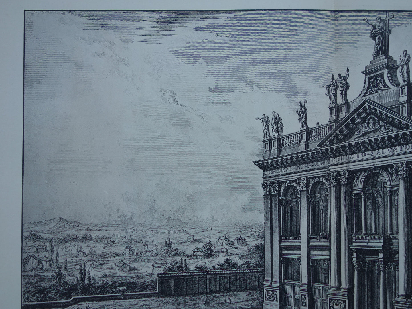Oude Piranesi prent van Basiliek van Sint-Jan van Lateranen in Rome uit 1886 antieke facsimile uit Vedute di Roma vintage print Basilica San Giovanni in Laterano