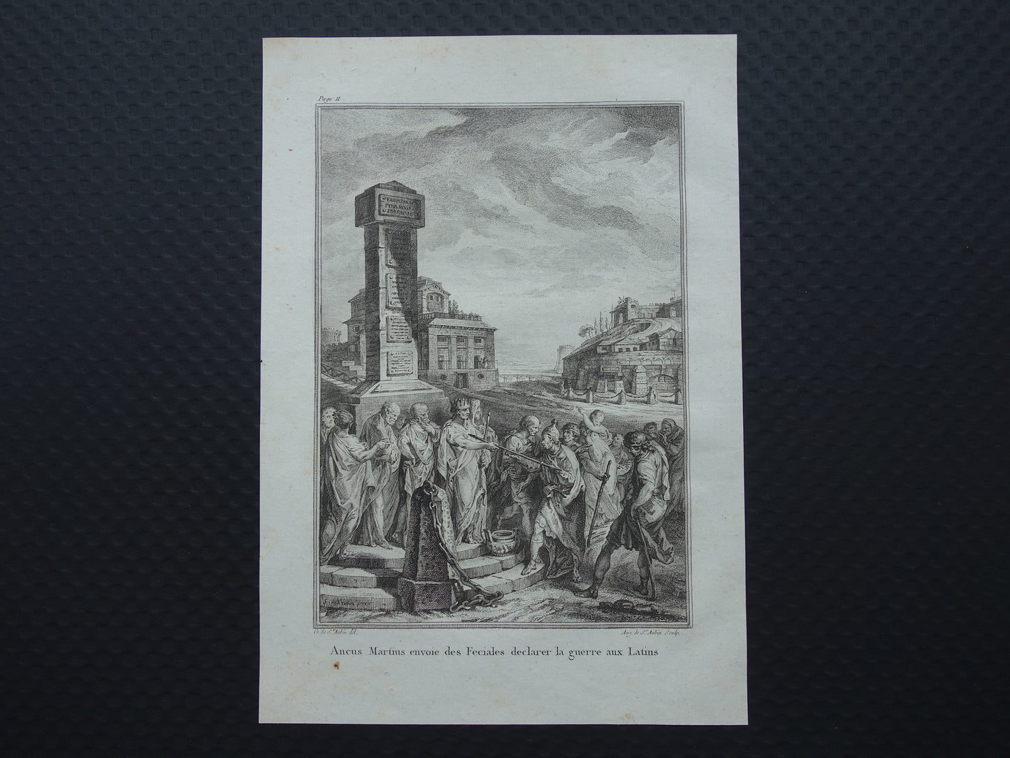 Ancus Marcius Geschiedenis van Rome Antieke prent Originele 200+ jaar oude illustratie Romeinse mythologie