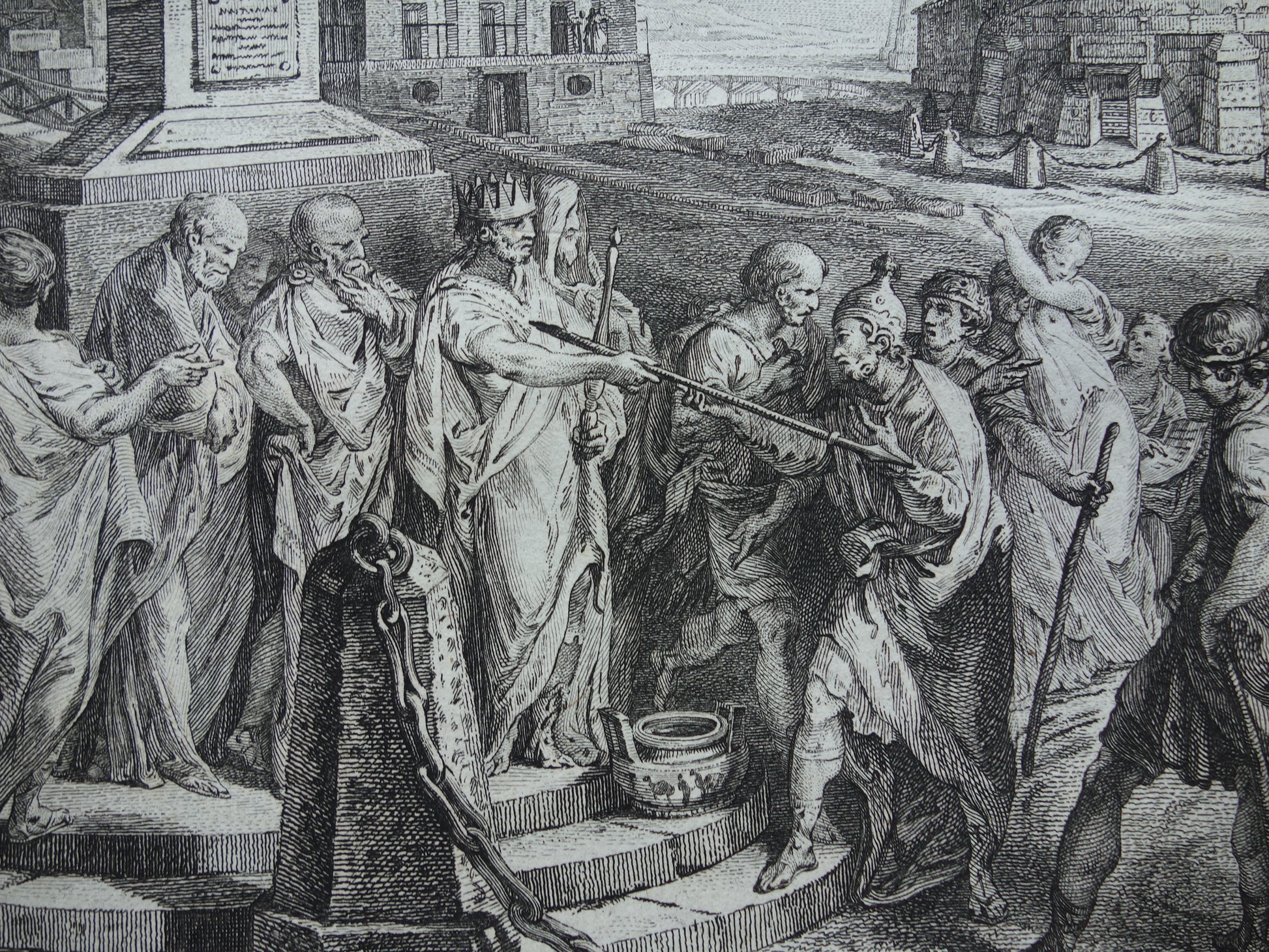 Ancus Marcius Geschiedenis van Rome Antieke prent Originele 200+ jaar oude illustratie Romeinse mythologie