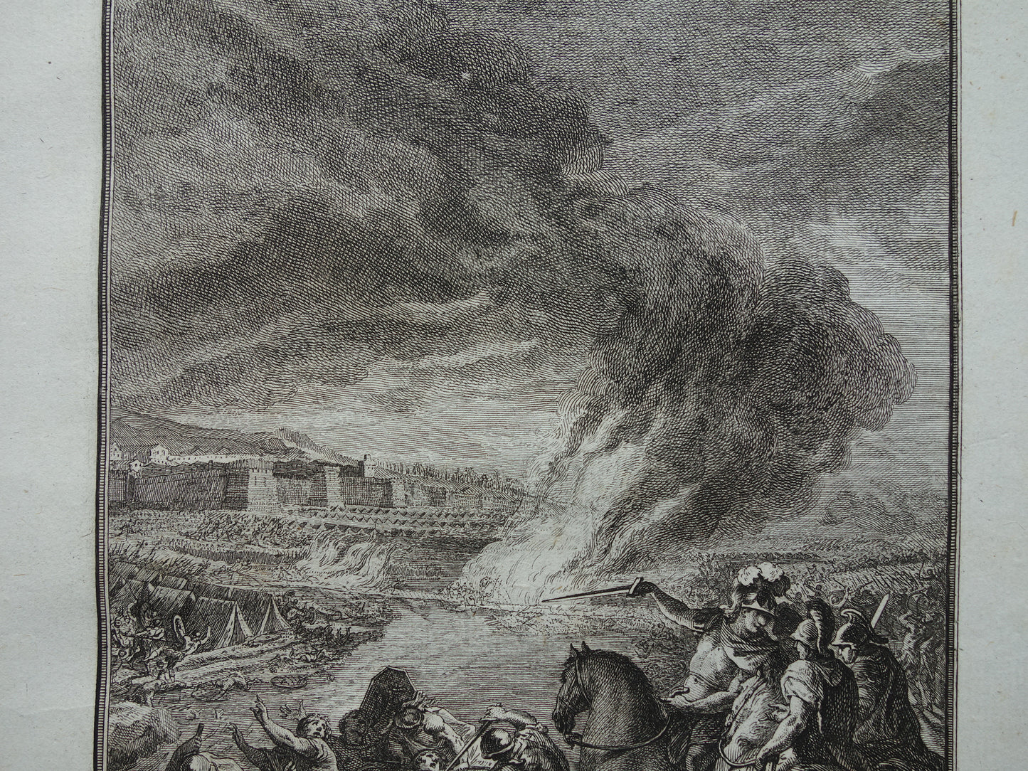Koning Tarquinius de Oudere Geschiedenis van Rome Antieke prent Originele 200+ jaar oude illustratie Romeinse mythologie Overwinning op Etrusken