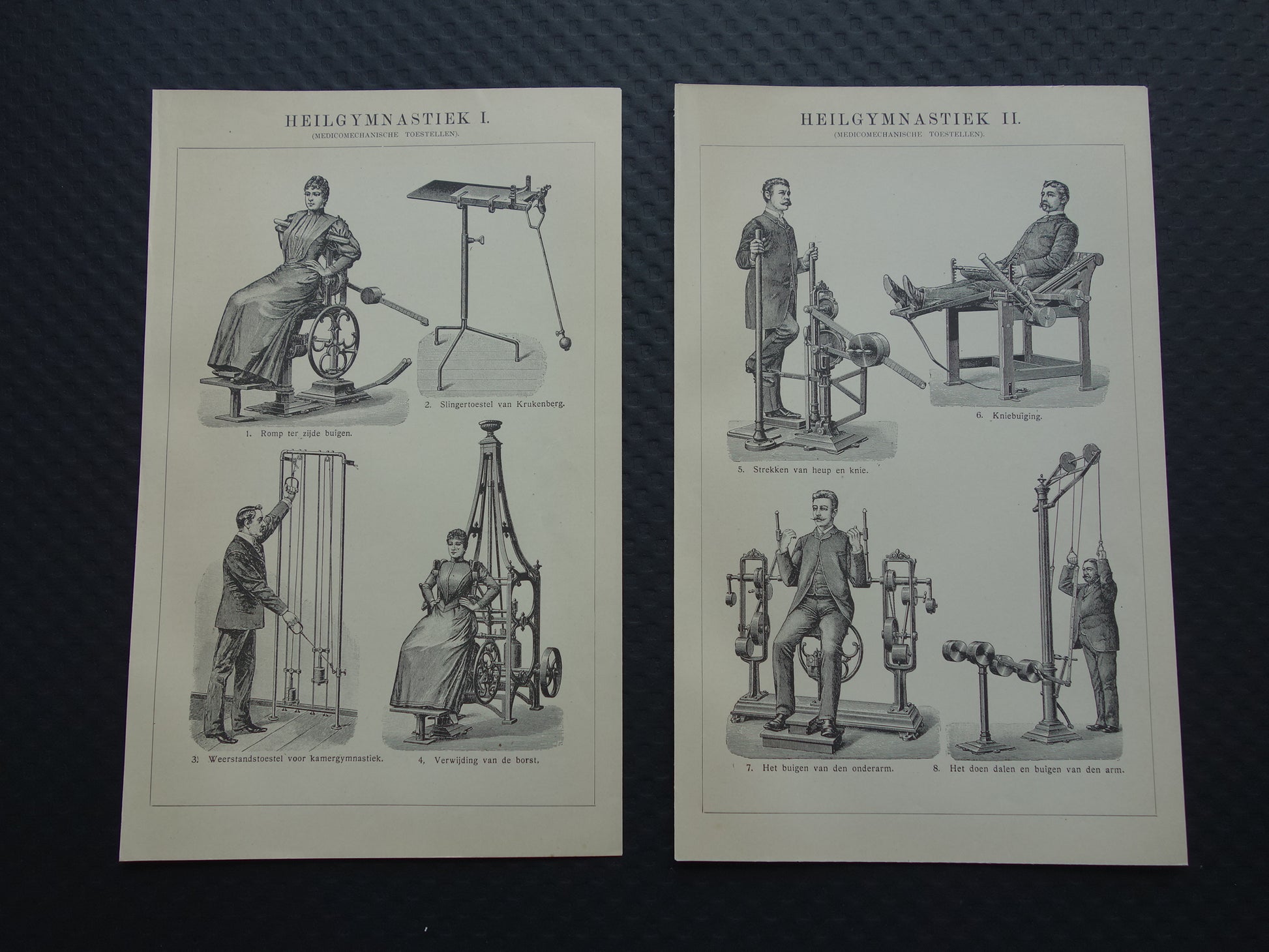 FITNESS oude prent uit het jaar 1908 van Fitness apparatuur originele antieke vintage prints sport apparaten