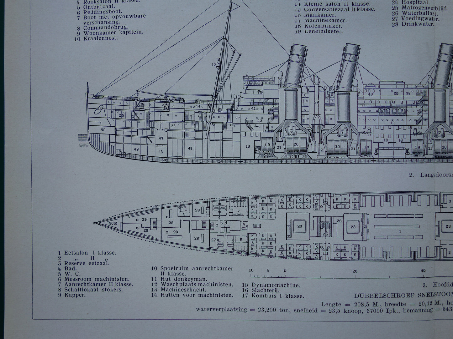 Stoomschip illustratie Oceaanstomer Deutschland 1938 originele oude schip scheepvaart print