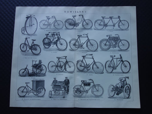 FIETSEN antieke illustratie uit het jaar 1921 over de fiets originele oude print rijwielen prent
