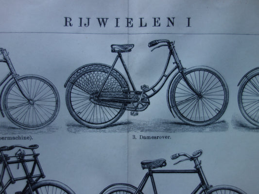 FIETSEN antieke illustratie uit het jaar 1921 over de fiets originele oude print rijwielen prent