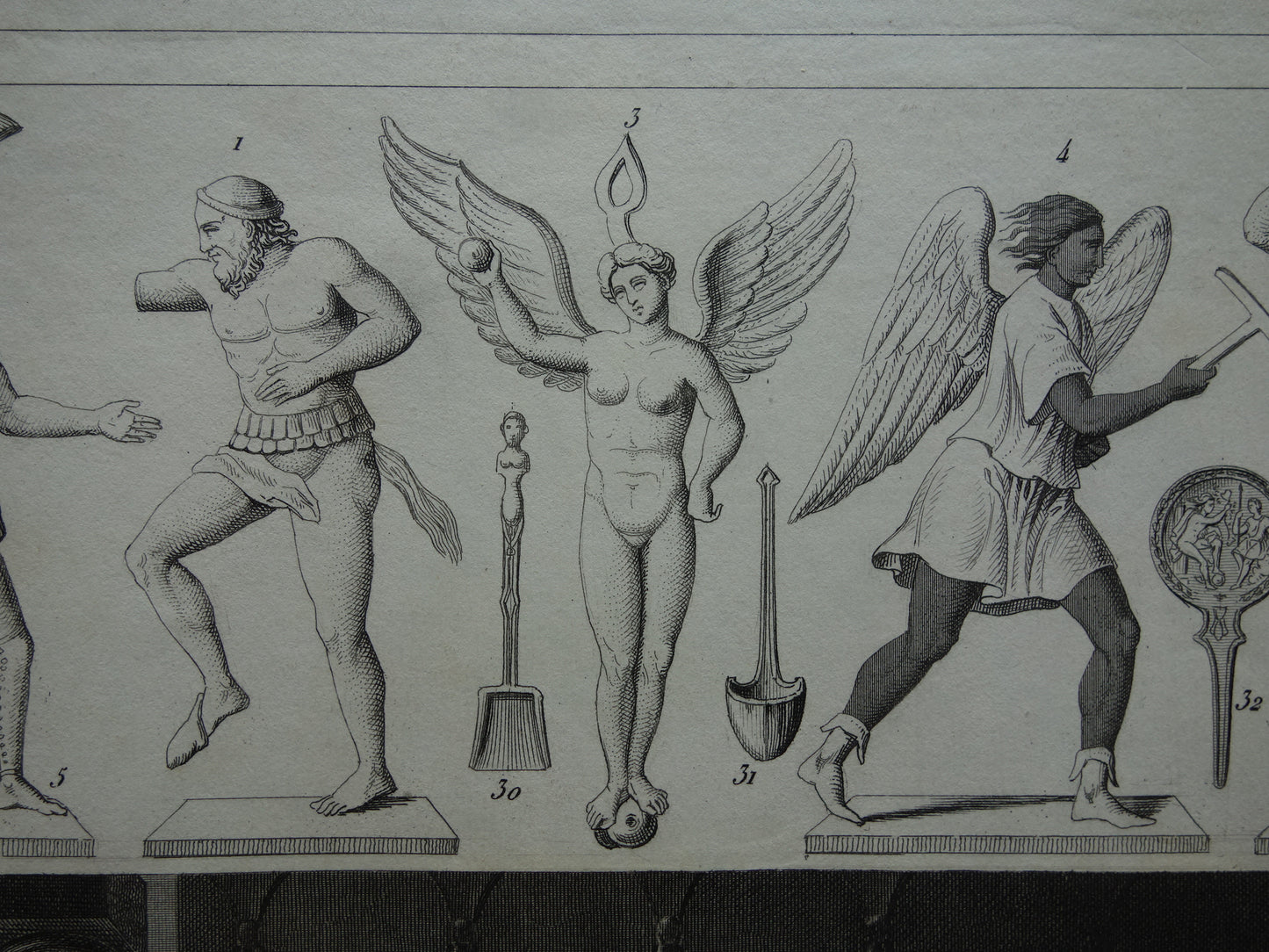 Oude prent van Griekse en Romeinse goden Antieke illustratie Oud Rome Religie God rituelen Vintage prenten Augur