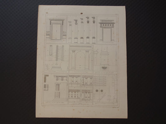 Klassieke Bouworden Oude Architectuur print set van 4 prenten Grieks Romeinse Bouworde