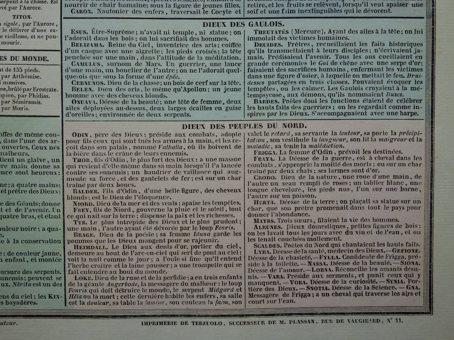 Griekse Mythologie Oude Franse prent over Goden en Halfgoden uit de oudheid Antieke illustratie Vintage poster Religie