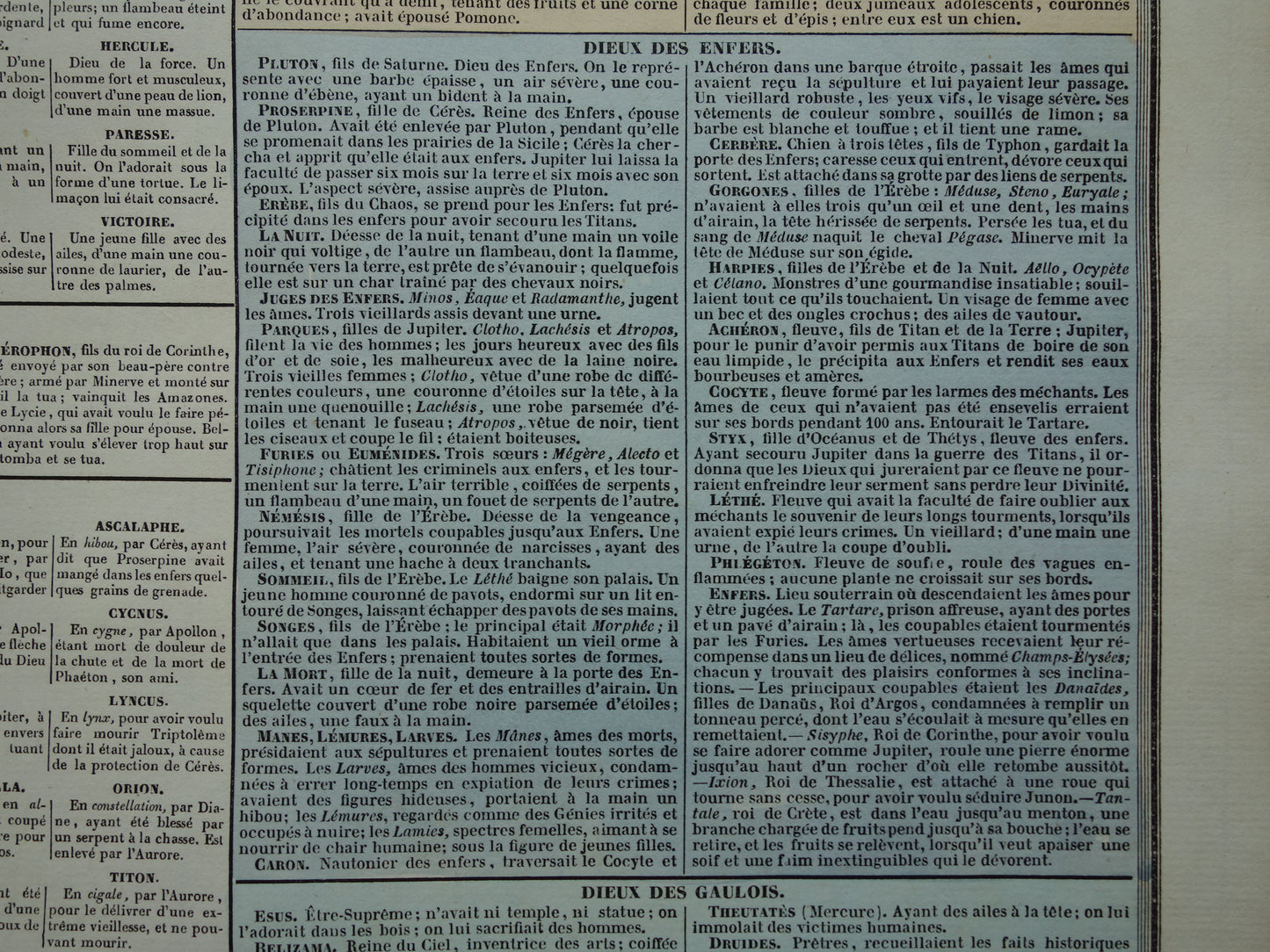 Griekse Mythologie Oude Franse prent over Goden en Halfgoden uit de oudheid Antieke illustratie Vintage poster Religie