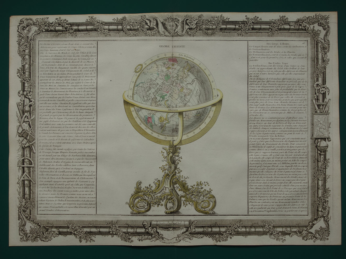 260+ jaar oude grote astronomie prent van hemelbol 1761 originele antieke astronomische print hemelse wereldbol sterrenstelsels illustratie