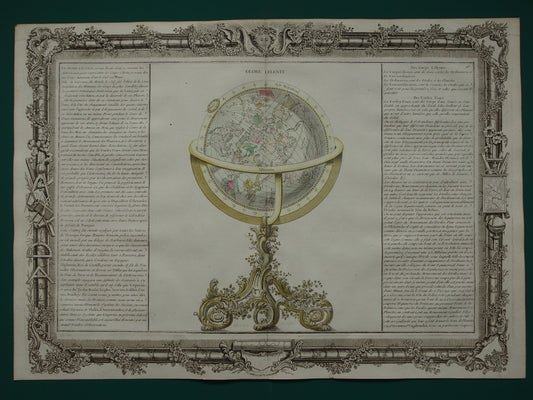 260+ jaar oude grote astronomie prent van hemelbol 1761 originele antieke astronomische print hemelse wereldbol sterrenstelsels illustratie