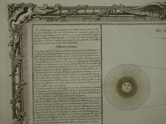 Zonsverduistering en maansverduistering Originele 260+ jaar oude Franse astronomie prent 39x56 cm