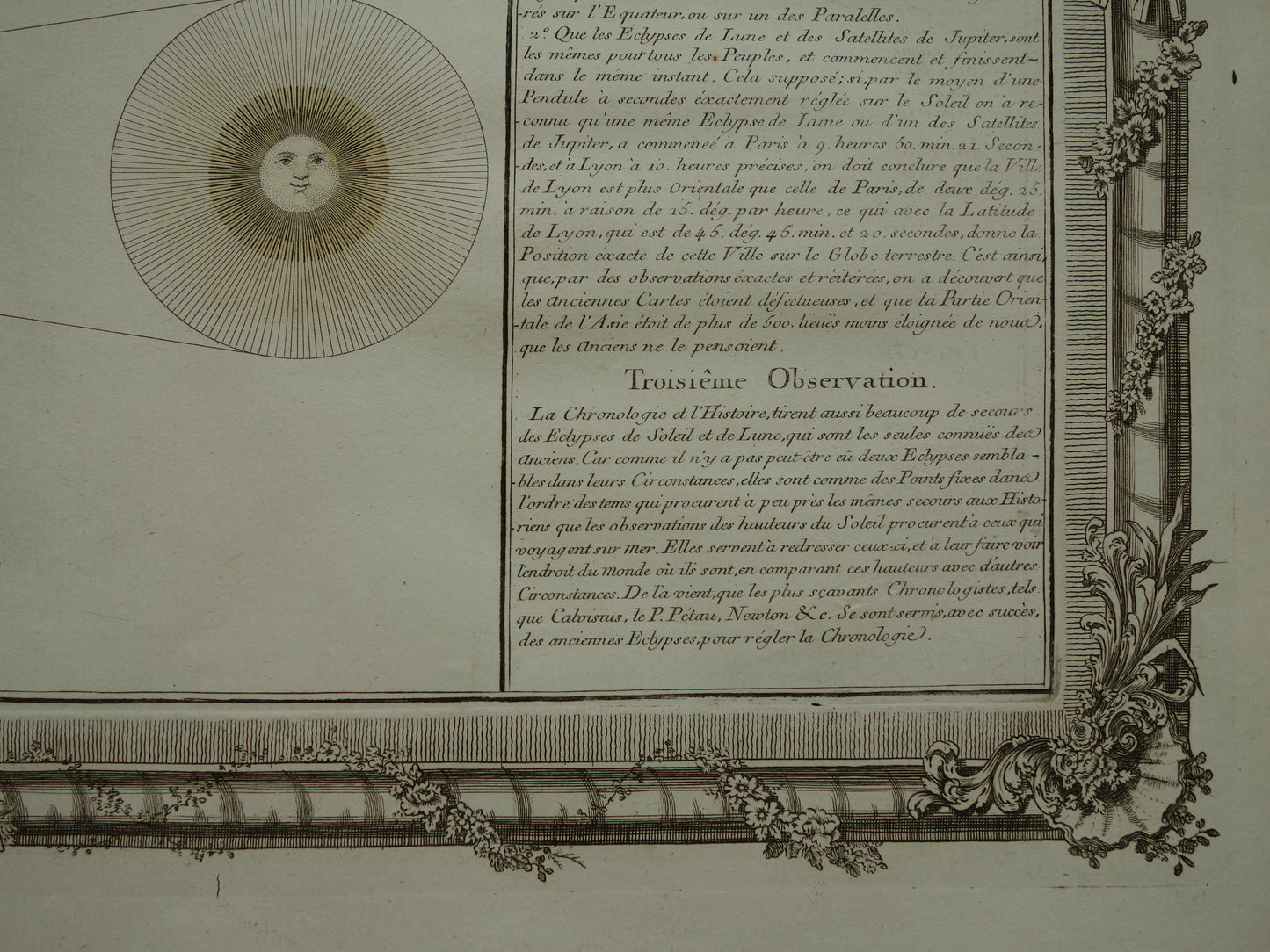 Zonsverduistering en maansverduistering Originele 260+ jaar oude Franse astronomie prent 39x56 cm