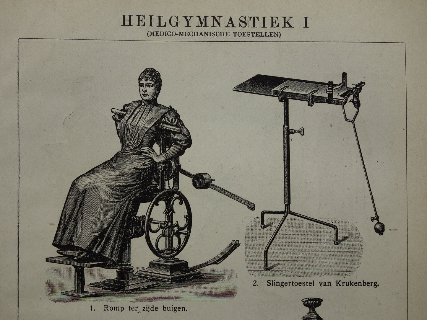 FITNESS oude prent uit het jaar 1908 van Fitness apparatuur originele antieke vintage prints sport apparaten