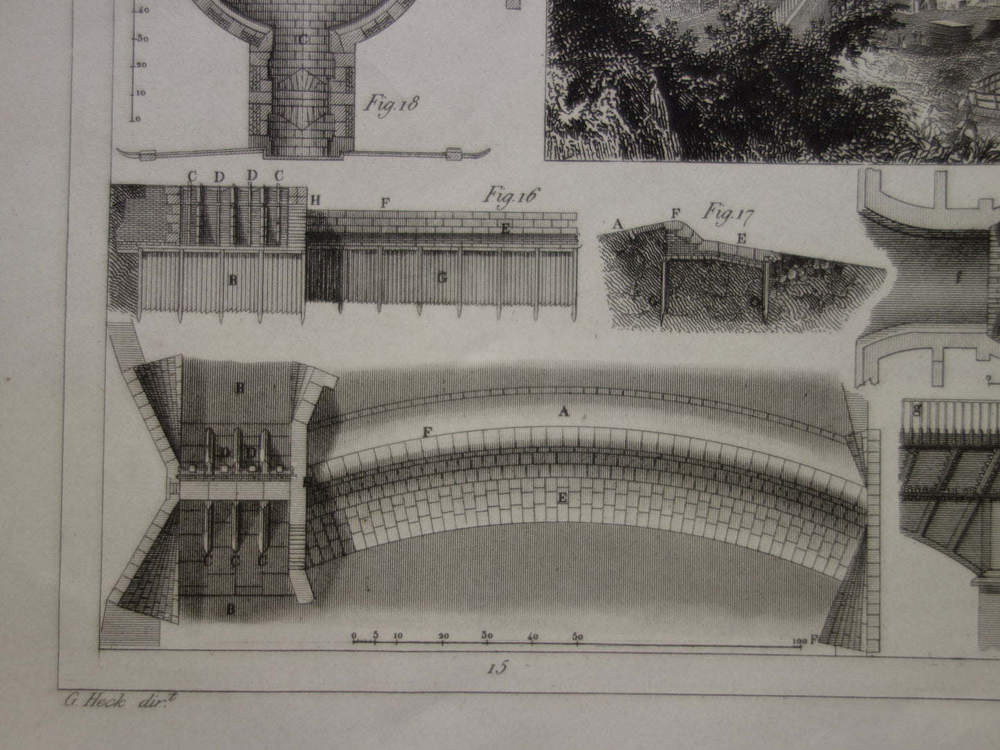 170+ jaar oude technologie prent over kanalen antieke wetenschap print kanaal dam waterbouwkunde vintage prints