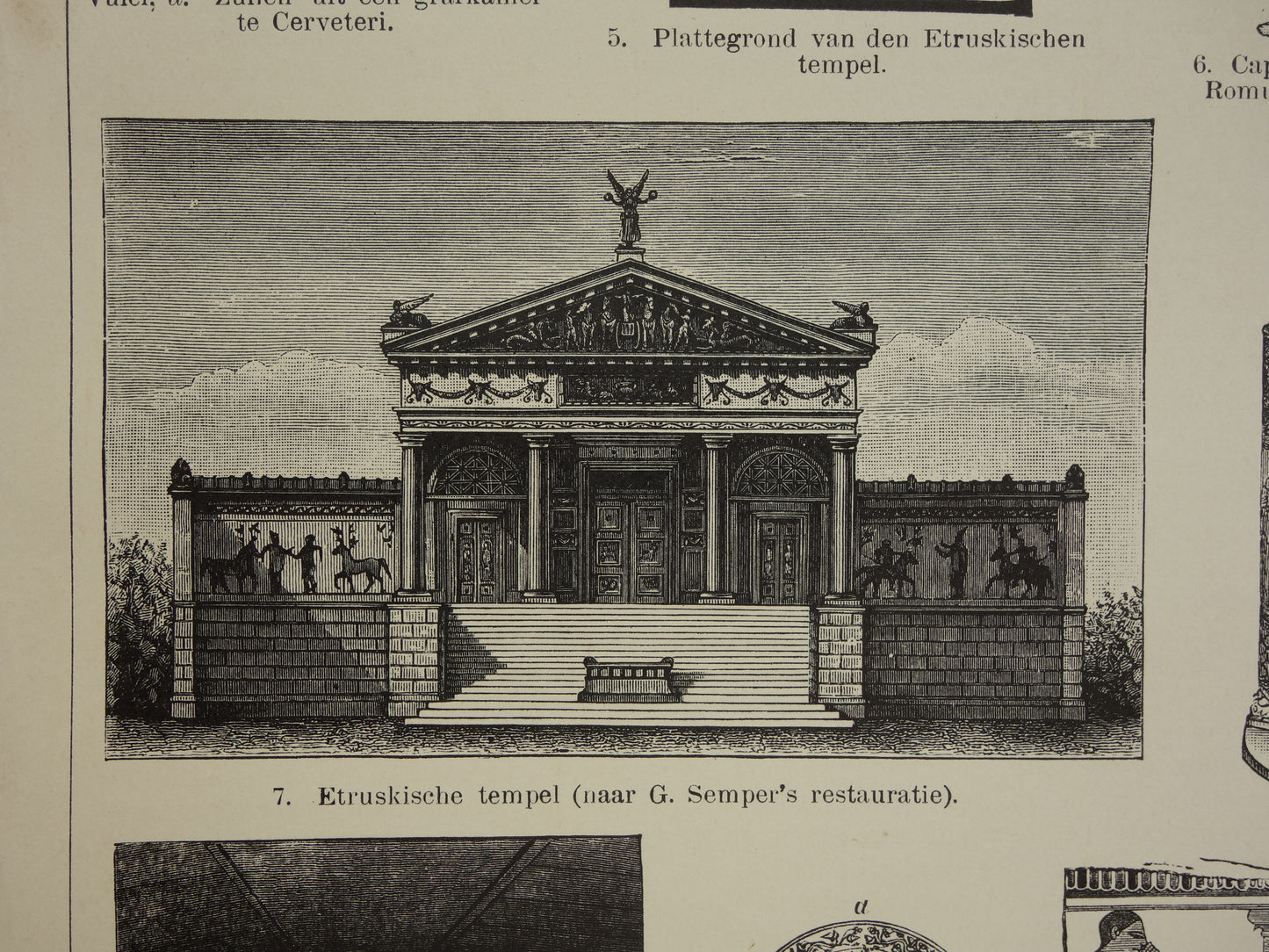 Etruskische Kunst Oude geschiedenis prent uit 1907 over Etrusken Etrurië antieke Nederlandse illustratie print