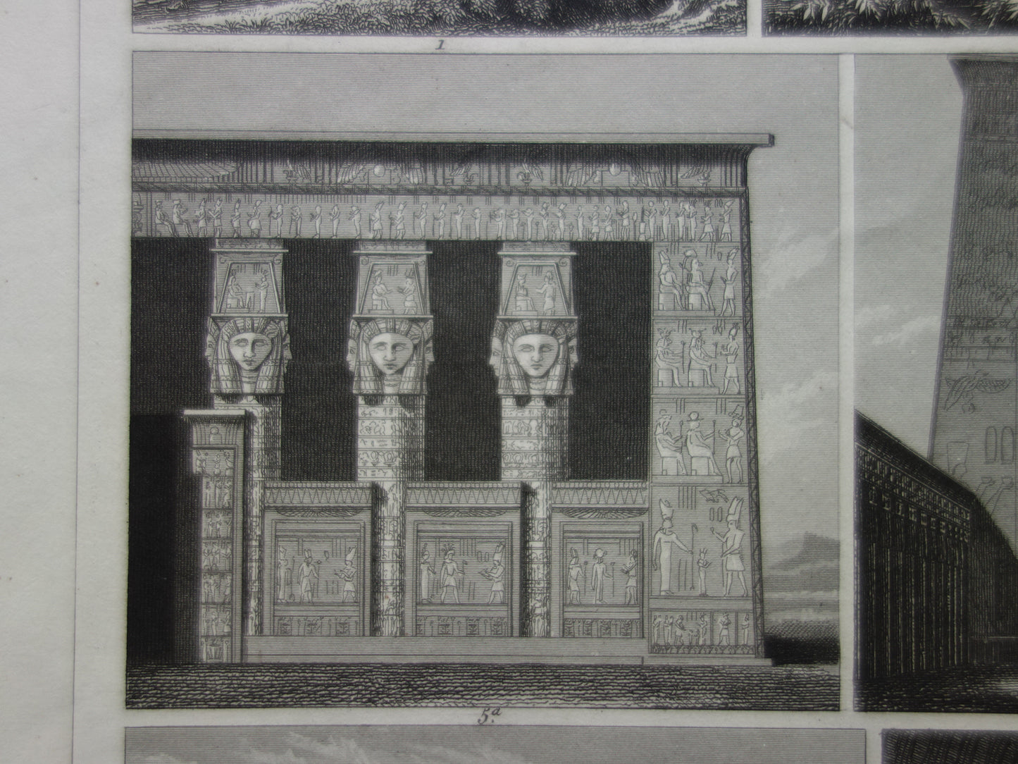 Oude prent Egypte Edfu Tempel Antieke Architectuur Print Karnak Dendera tempels illustratie