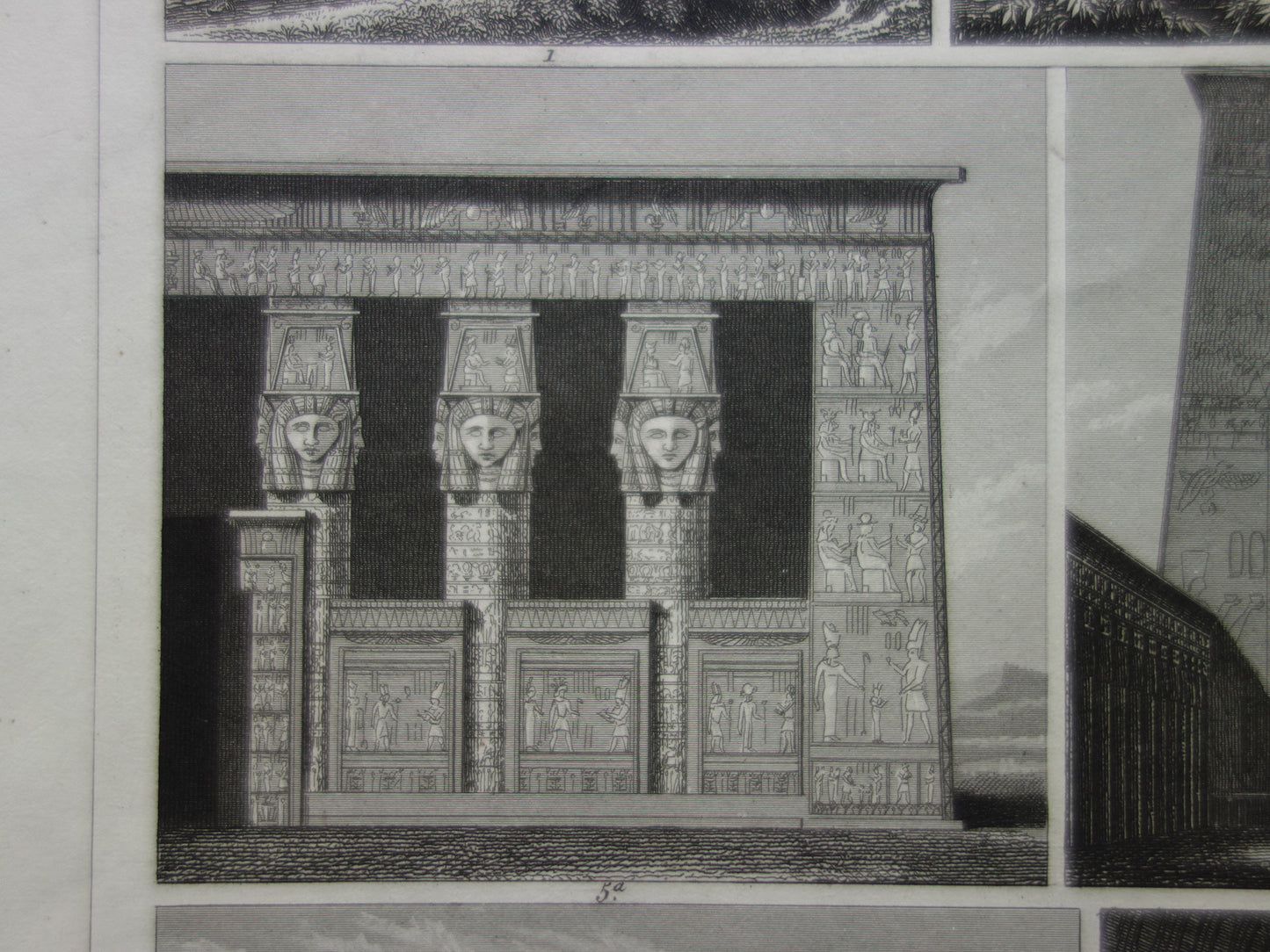 Old print Egypt Edfu Temple Antique Architecture Print Karnak Dendera temples illustration