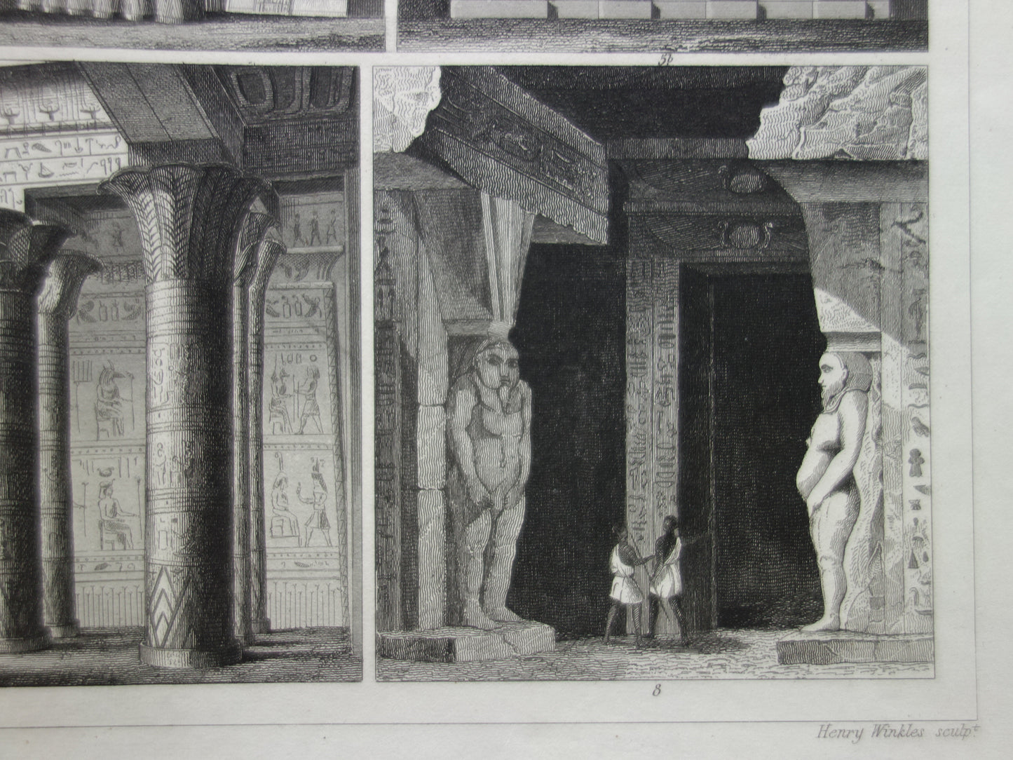 Oude prent Egypte Edfu Tempel Antieke Architectuur Print Karnak Dendera tempels illustratie