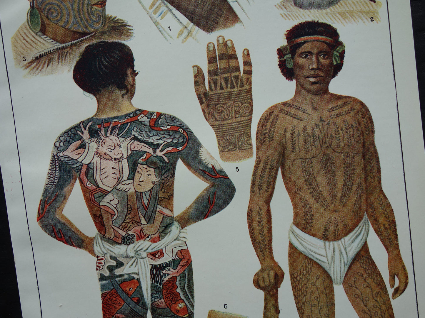 TATOEAGE oude prent uit 1922 Originele antieke Nederlandse illustratie Tatoeages vintage prints