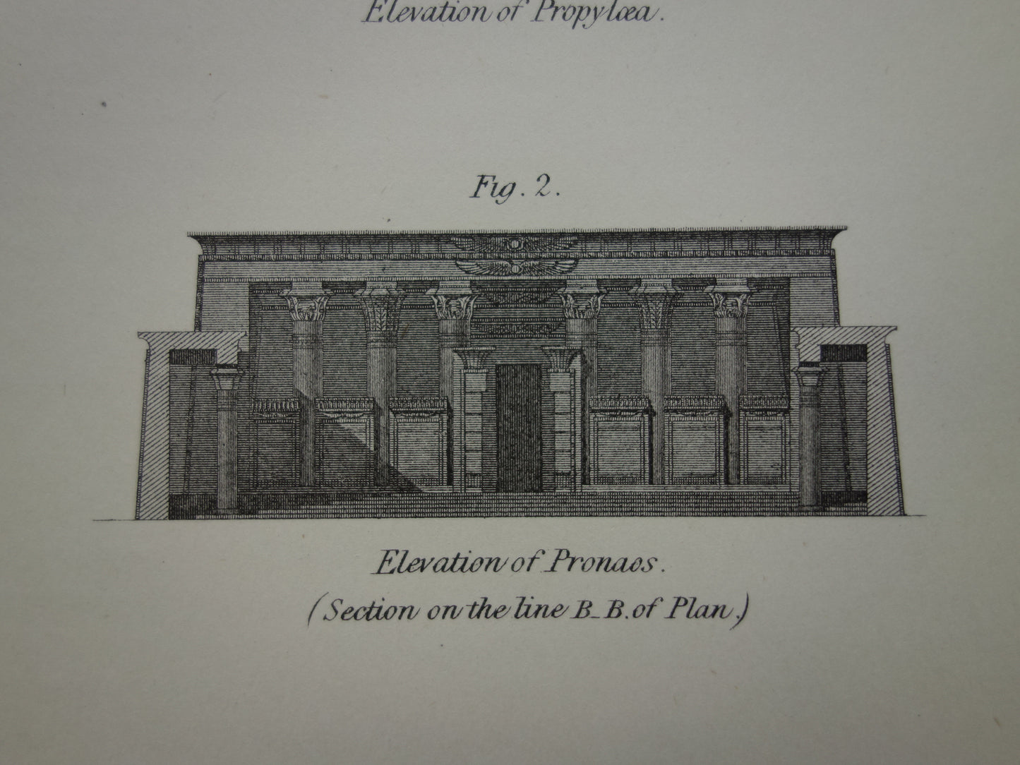 Oude prent Edfu Tempel van Horus in Egypte Antieke Architectuur Print Engelse illustratie