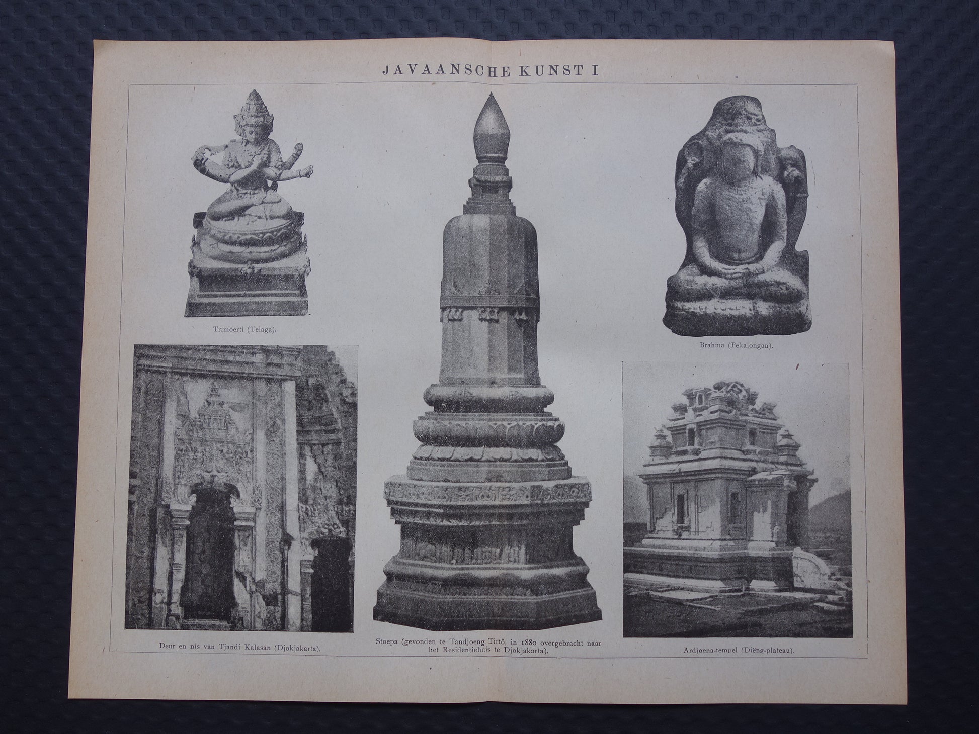 Java Indonesië oude prent van Indonesische / Javaanse kunst 1918 originele antieke Nederlandse  illustratie Stoepa