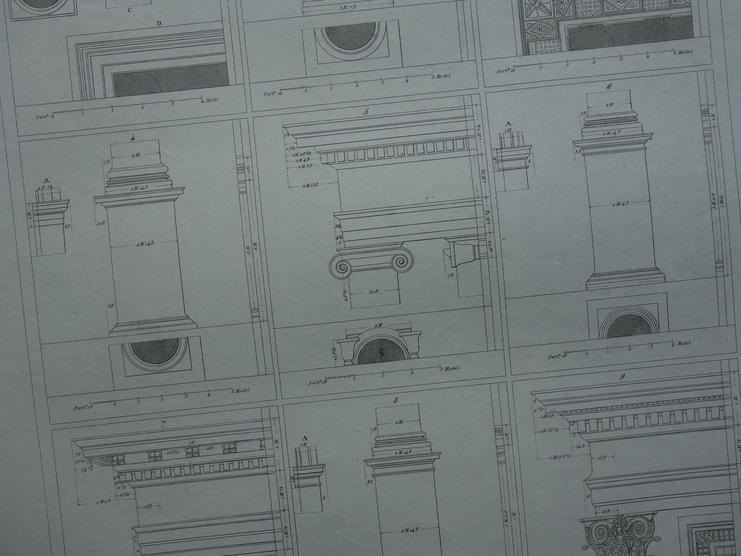 Classical Building Orders Ancient Architecture print set of 4 prints Greek Roman Building Order