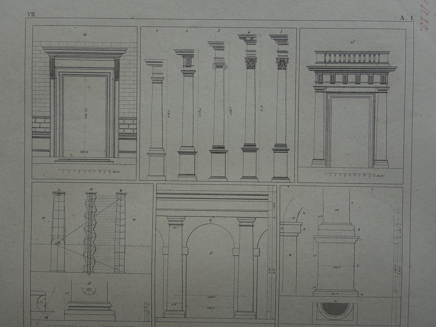 Classical Building Orders Ancient Architecture print set of 4 prints Greek Roman Building Order