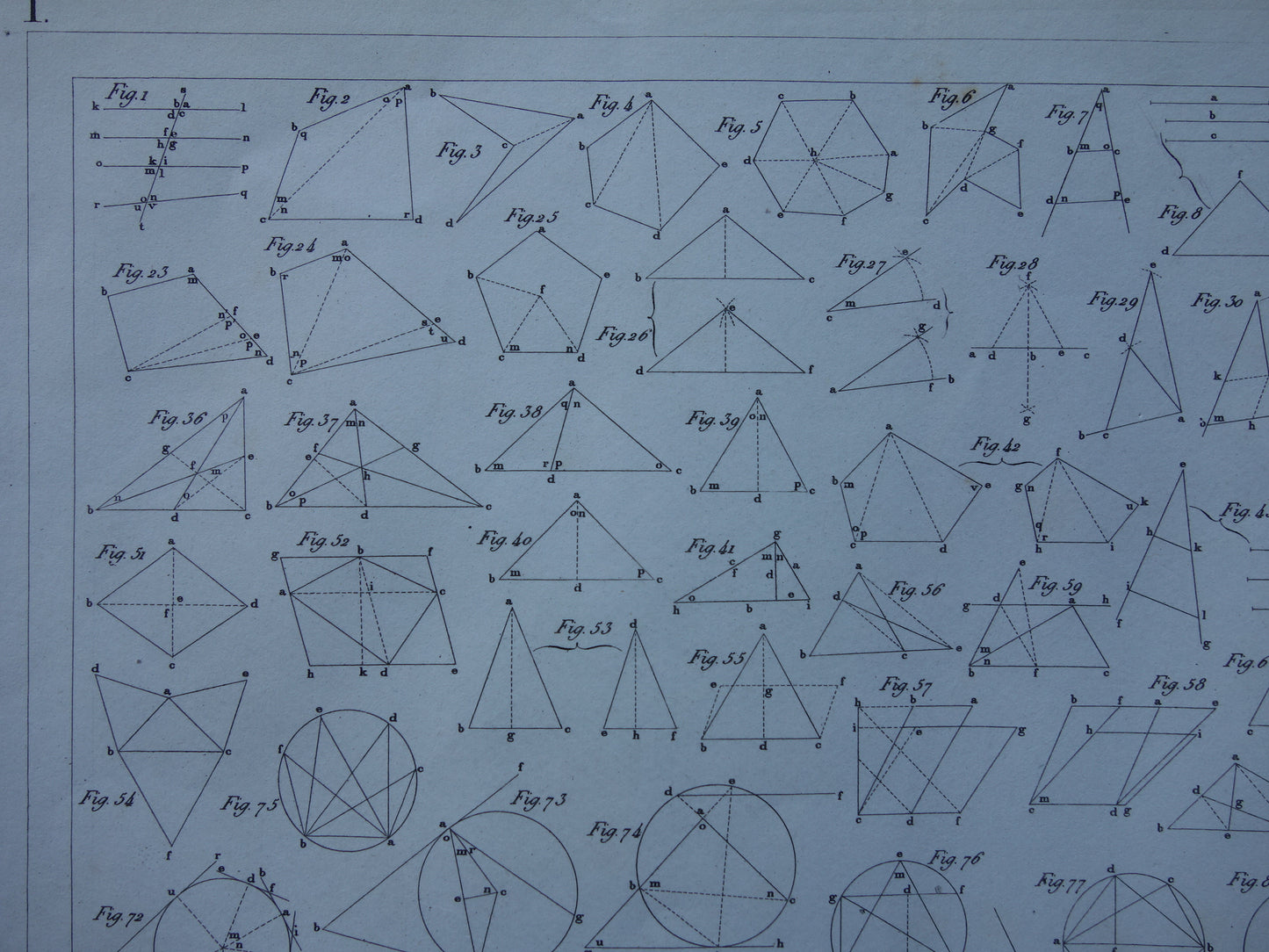 Oude geometrie prenten uit 1849 set van 3 originele antieke prints trigonometrie stereometrie kegels vintage illustratie wiskunde