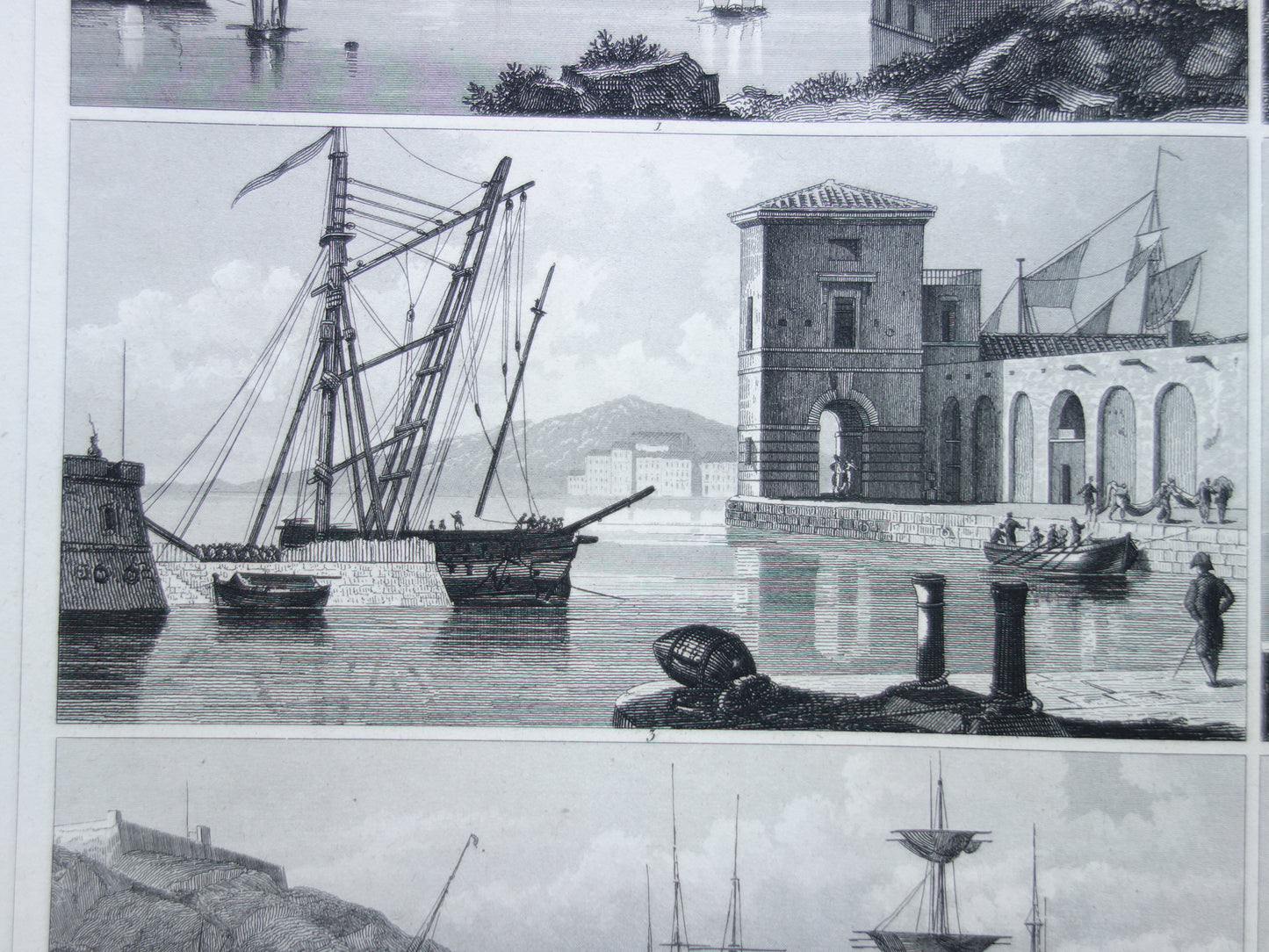 175+ jaar oude scheepsprent antieke maritieme illustratie baggerschip mastkraan schip schepen vintage prints