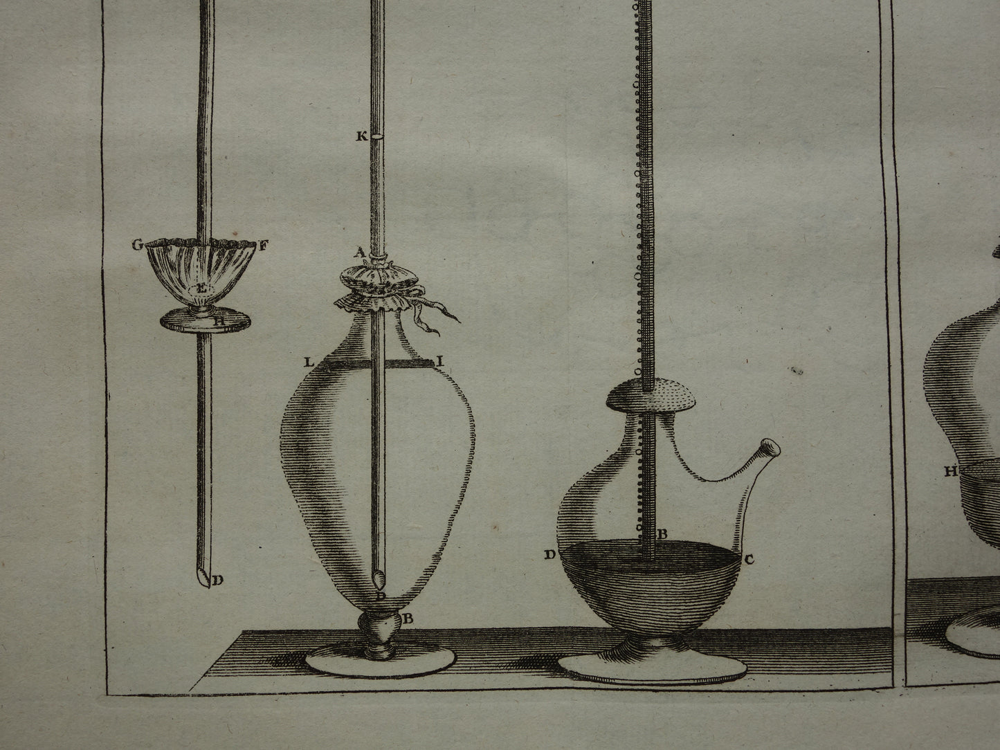 Old print physics air pressure 1755 original antique illustration of experiments in lab laboratory about air