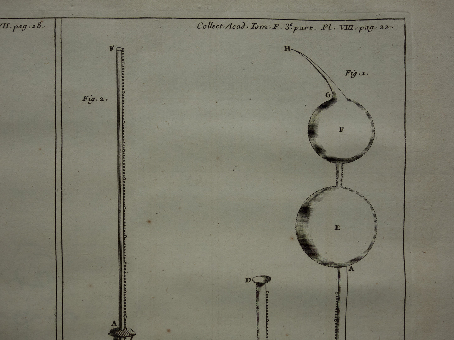 Old print physics air pressure 1755 original antique illustration of experiments in lab laboratory about air