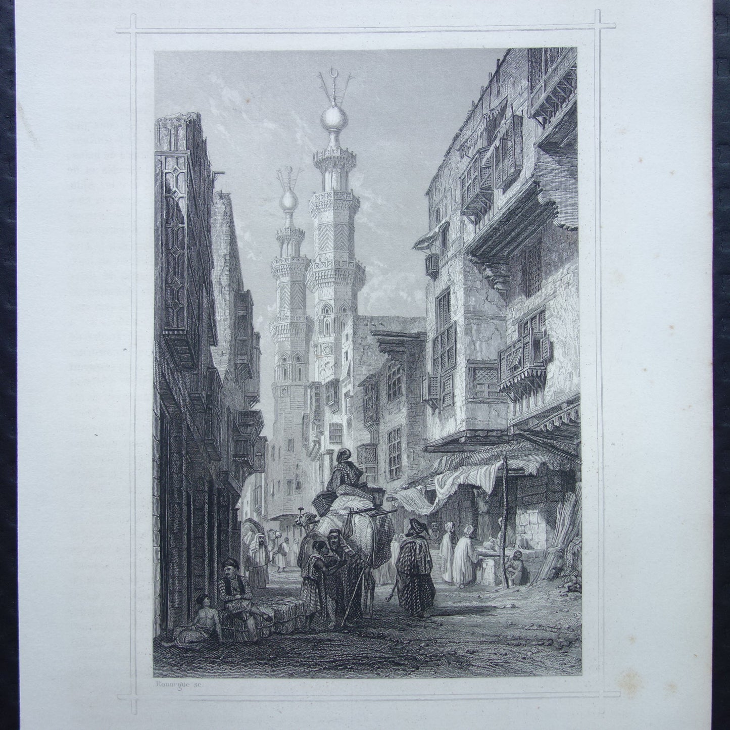 Oude prent van Caïro Egypte 1852 originele antieke gravure Caïro illustratie