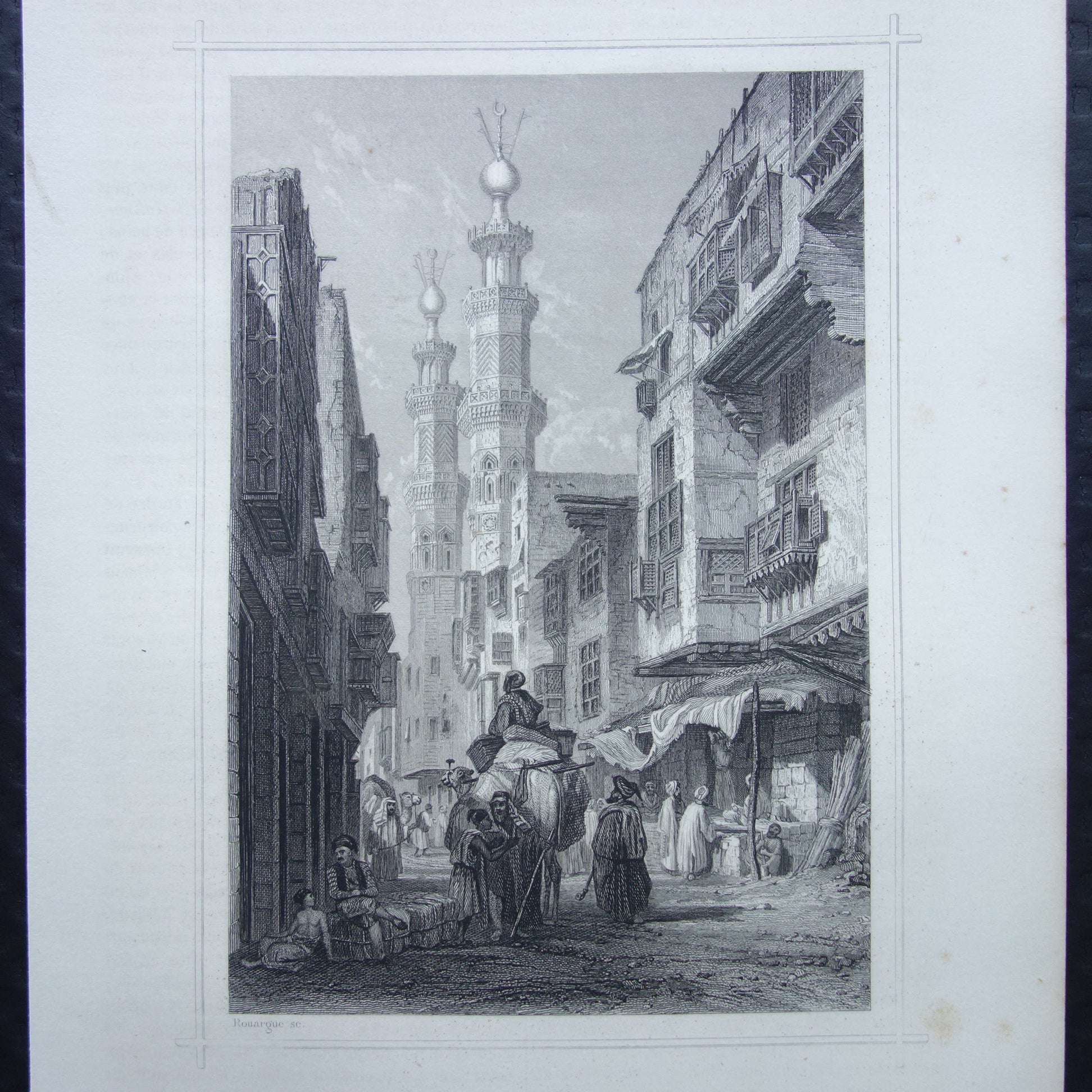 Oude prent van Caïro Egypte 1852 originele antieke gravure Caïro illustratie